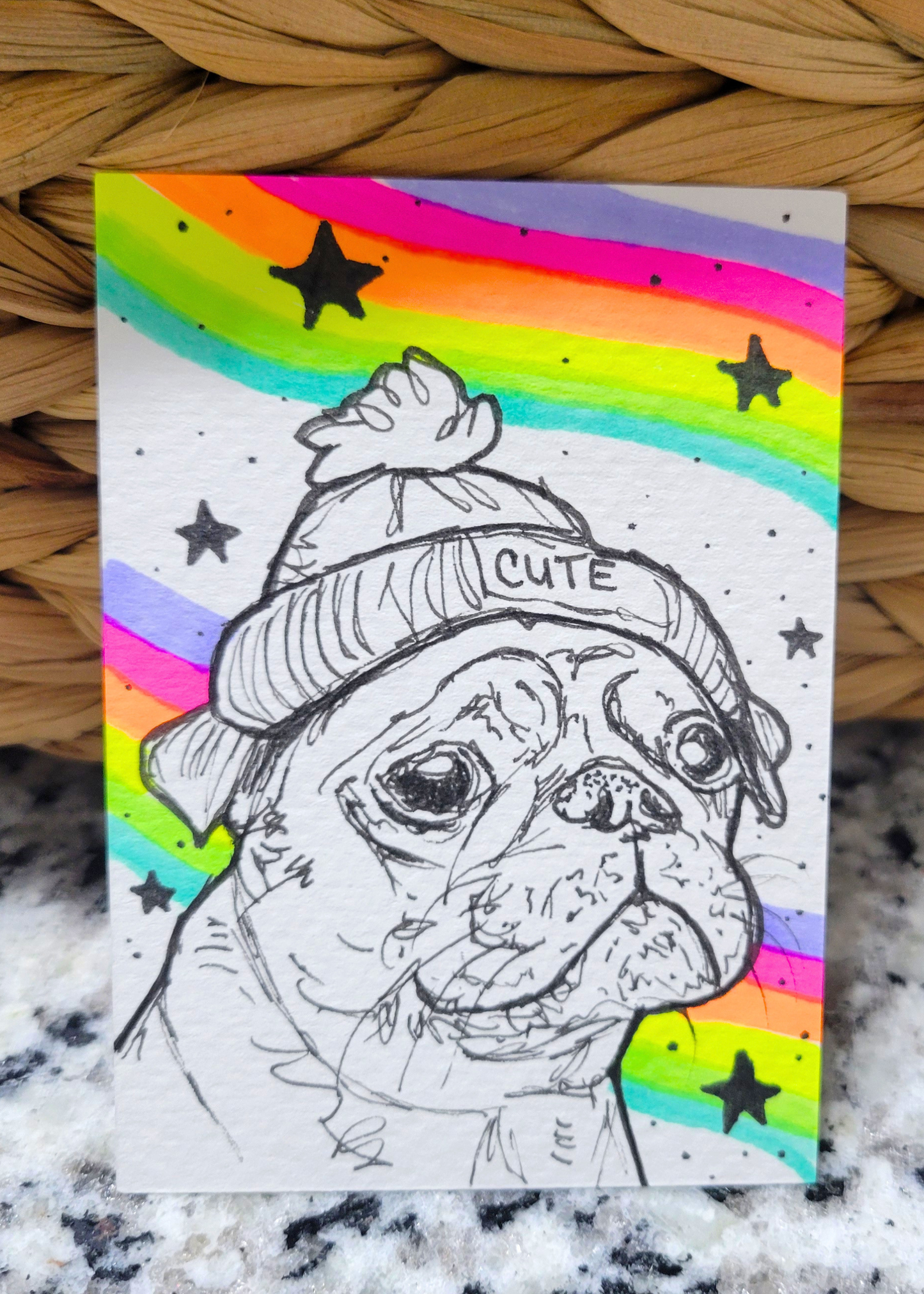 OOAK ACEO Dog Rainbow