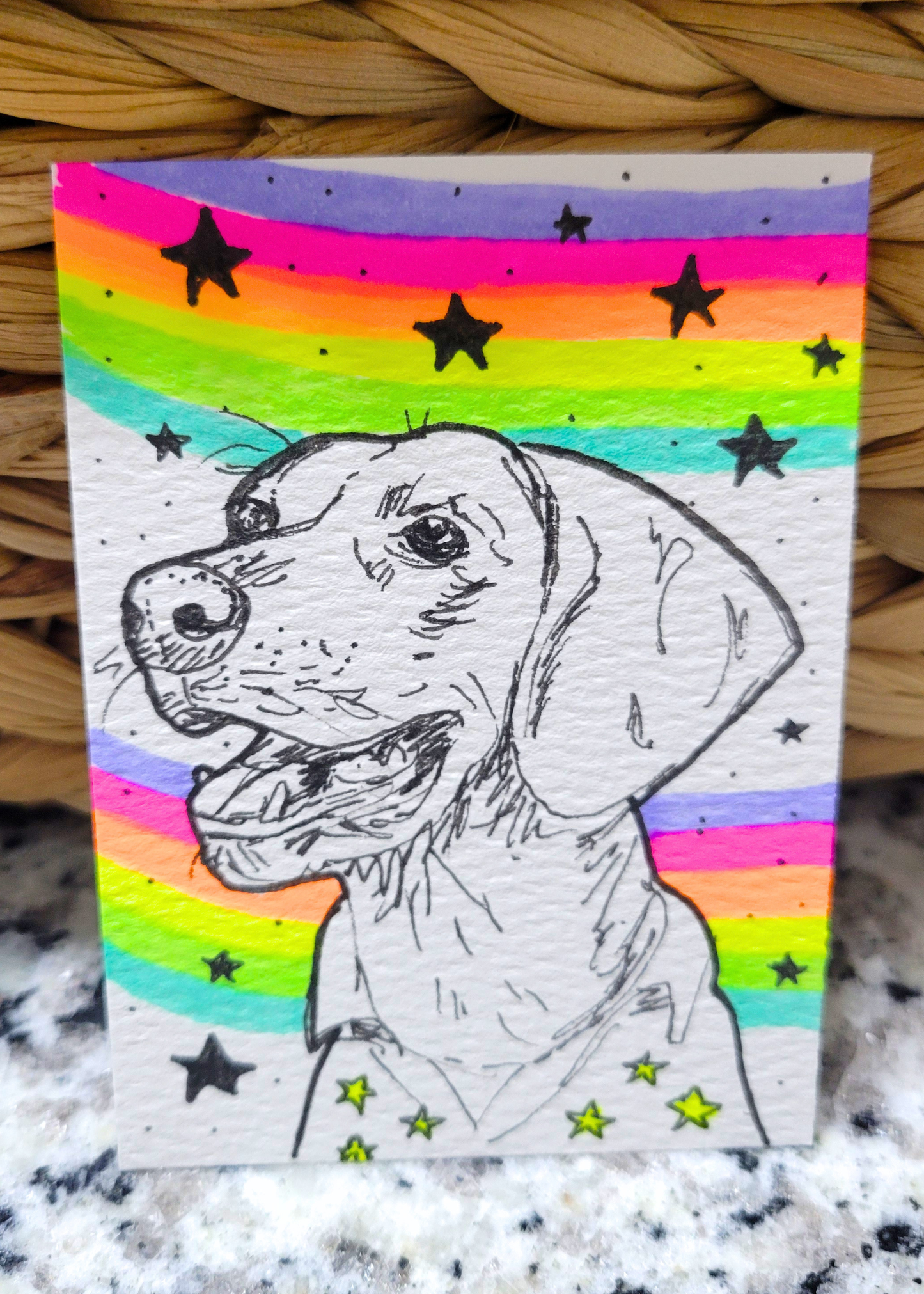 OOAK ACEO Dog Rainbow