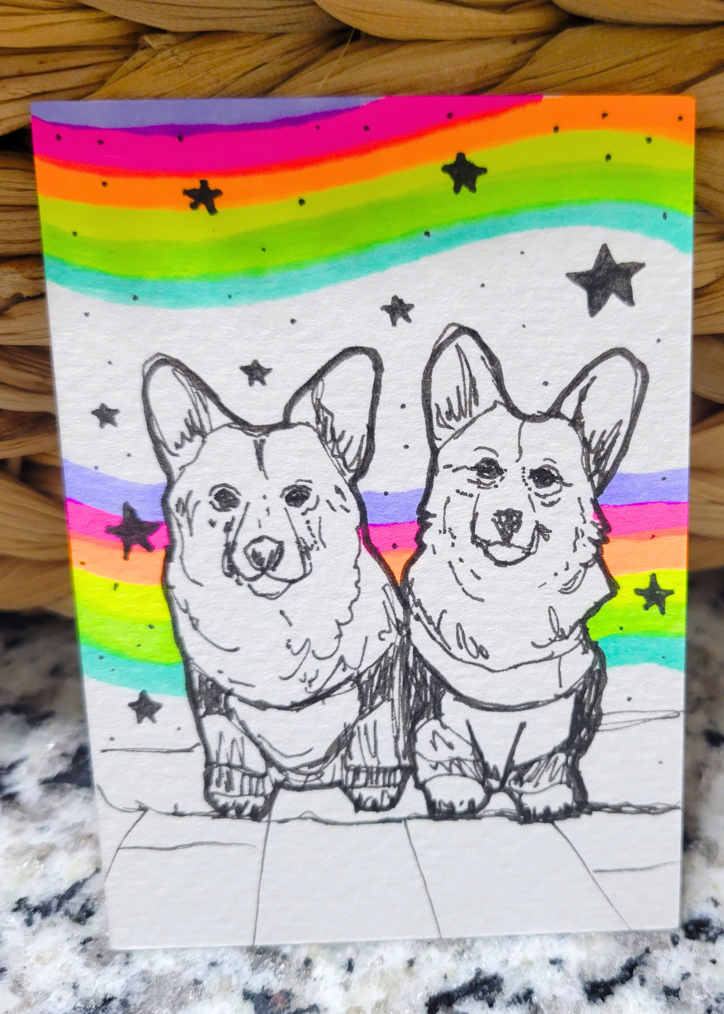 OOAK ACEO Dog Rainbow