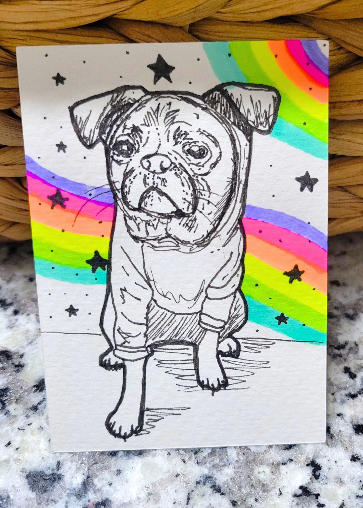 OOAK ACEO Dog Rainbow