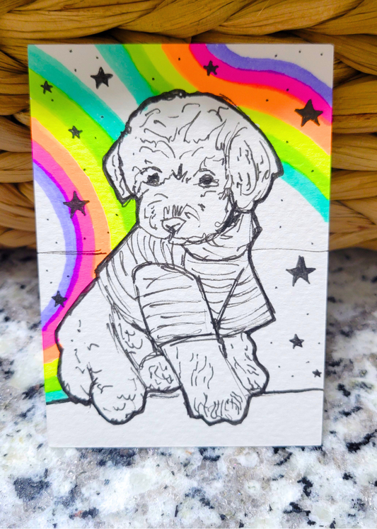 OOAK ACEO Dog Rainbow