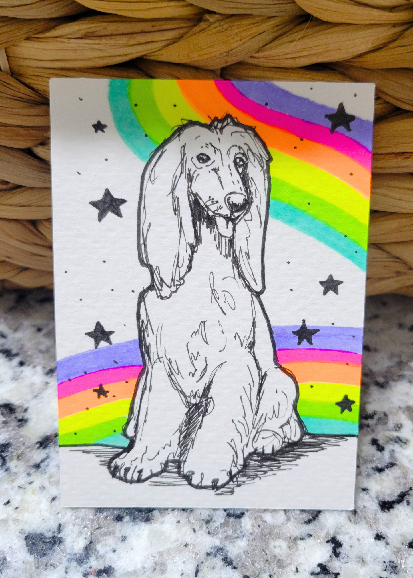 OOAK ACEO Dog Rainbow
