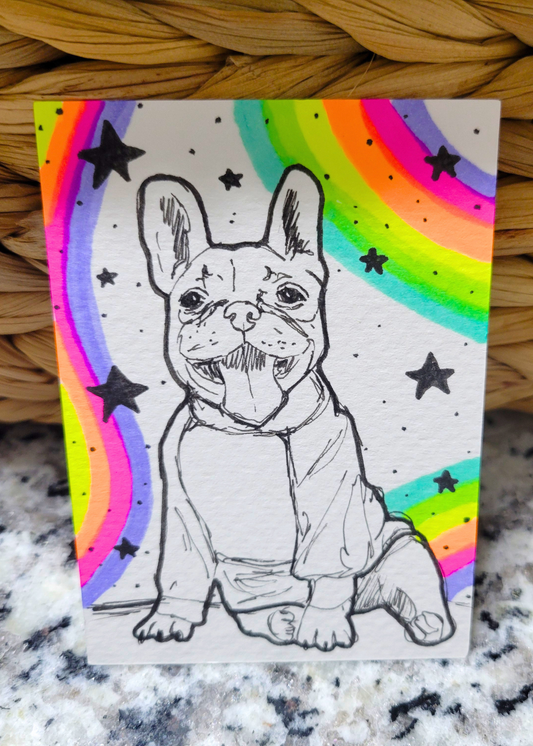 OOAK ACEO Dog Rainbow