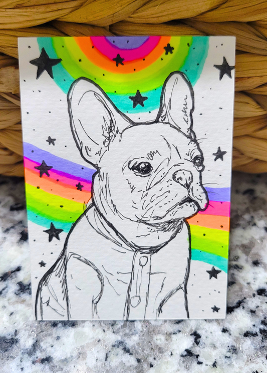 OOAK ACEO Dog Rainbow